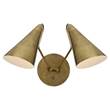 Visual Comfort Clemente Double Arm Downward Wall Light with Antique Brass Base in Hand-Rubbed Antique Brass