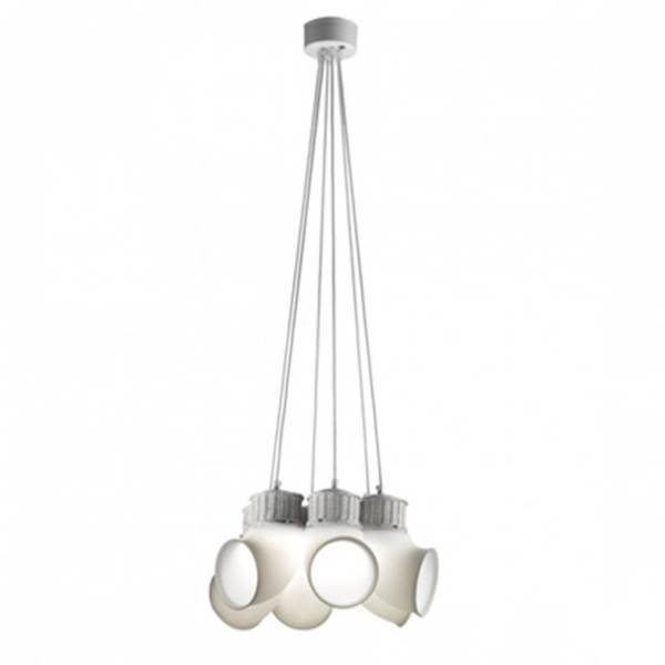Mm Lampadari Braided Pendant Lamp Glass and Wicker, White, Natural