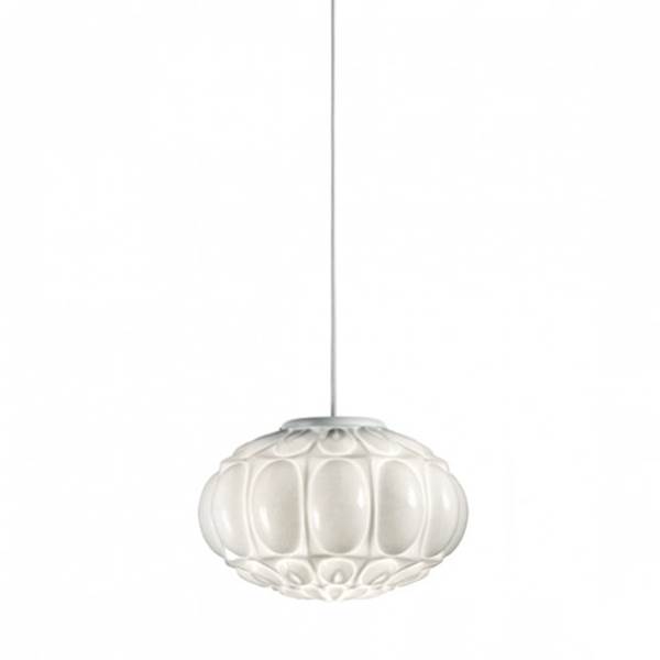 Mm Lampadari Arabesque Single-Light Oval Pendant with Decorative Blown Glass