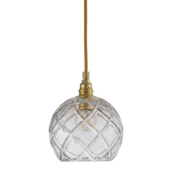 EBB & FLOW Rowan Small Mouth Blown Lead Crystal LED Pendant with Cut Pattern & Large-Check