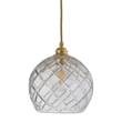 EBB & FLOW Rowan Medium Blown Lead Crystal LED Pendant with Cut Pattern & Large-Check in Gold