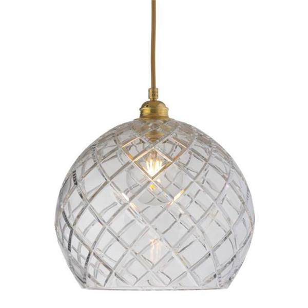 EBB & FLOW Rowan Large Blown Lead Crystal LED Pendant with Cut Pattern & Large-Check