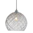 EBB & FLOW Rowan Large Blown Lead Crystal LED Pendant with Cut Pattern & Large-Check in Silver