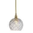 EBB & FLOW Rowan Small Mouth Blown Lead Crystal LED Pendant with Cut Pattern & Medium-Check in Gold