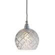 EBB & FLOW Rowan Small Mouth Blown Lead Crystal LED Pendant with Cut Pattern & Medium-Check in Silver
