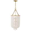 Visual Comfort Jacqueline Long White Glass Pendant in Hand-Rubbed Antique Brass