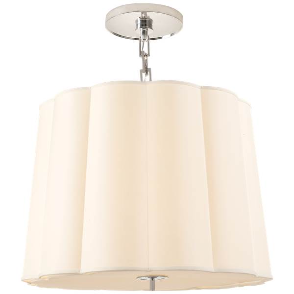 Visual Comfort Scallop Simple Pendant with Silk Shade