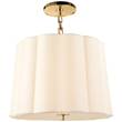 Visual Comfort Scallop Simple Pendant with Silk Shade in Soft Brass