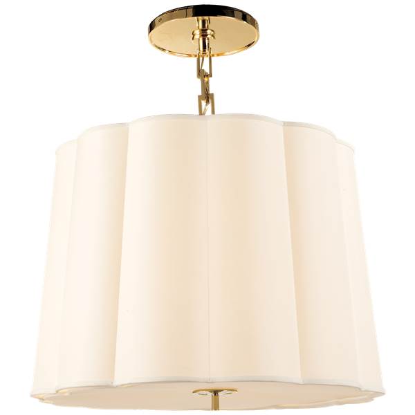Visual Comfort Scallop Simple Pendant with Silk Shade