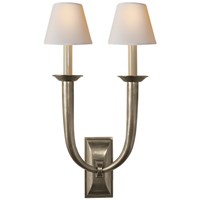 French Deco Horn Double Wall Light Natural Paper Shades
