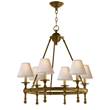 Visual Comfort Classic Mini Ring Chandelier with Natural Paper Shades in Antique Brass