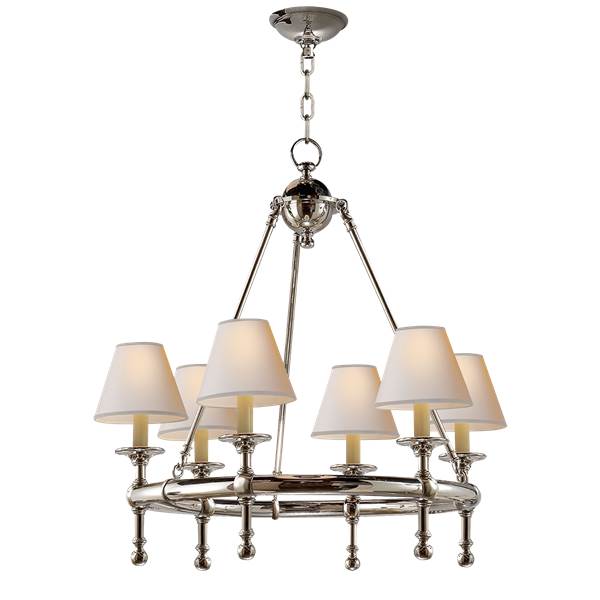 Visual Comfort Classic Mini Ring Chandelier with Natural Paper Shades