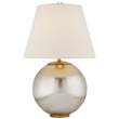 Visual Comfort Morton Table Lamp with Linen Shade in Burnished Silver Leaf