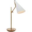 Visual Comfort Clemente Antique Brass Table Lamp in White