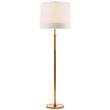 Visual Comfort Simple Adjustable Floor Lamp with Silk Shade in Soft Brass