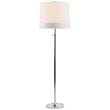 Visual Comfort Simple Adjustable Floor Lamp with Silk Shade in Soft Silver