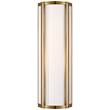 Visual Comfort Basil Small  White Glass Linear Sconce in Natural Brass