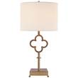 Visual Comfort Quatrefoil Table Lamp with Linen Shade in Gilded Iron