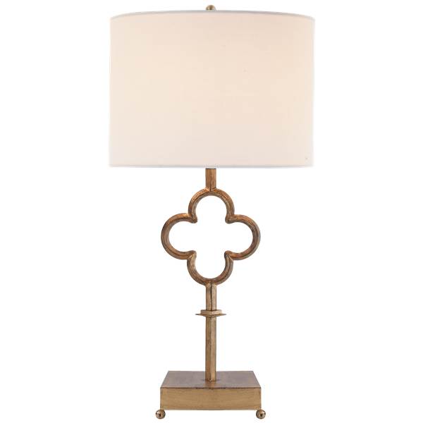 Visual Comfort Quatrefoil Table Lamp with Linen Shade