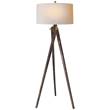 Visual Comfort Tripod Floor Lamp with Natural Paper Shade in Tudor Brown