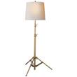 Visual Comfort Studio Floor Lamp with Small Natural Shade in Hand-Rubbed Antique Brass