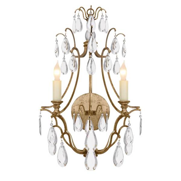 Visual Comfort Penhurst Clear Crystal Wall Light with Clear Glass