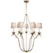 Visual Comfort Belvedere 9-Light Chandelier with Natural Paper Shades in Gilded Iron