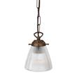 Mullan Lighting Gadar Single Industrial Pendant with Clear Prismatic Glass in Antique Brass