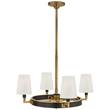 Visual Comfort Watson Small Ring Chandelier with Linen Shades in Bronze & Hand-Rubbed Antique Brass