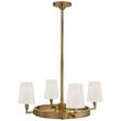 Visual Comfort Watson Small Ring Chandelier with Linen Shades in Hand-Rubbed Antique Brass