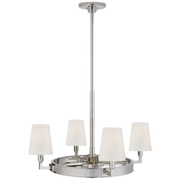Visual Comfort Watson Small Ring Chandelier with Linen Shades