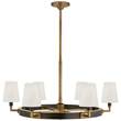 Visual Comfort Watson Medium Ring Chandelier with Linen Shades in Bronze & Hand-Rubbed Antique Brass