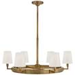 Visual Comfort Watson Medium Ring Chandelier with Linen Shades in Hand-Rubbed Antique Brass