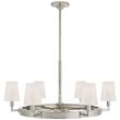 Visual Comfort Watson Medium Ring Chandelier with Linen Shades in Polished Nickel