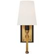 Visual Comfort Watson Small Tail Wall Light with Linen Shade in Bronze & Hand-Rubbed Antique Brass