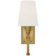 Visual Comfort Watson Small Tail Wall Light with Linen Shade in Hand-Rubbed Antique Brass