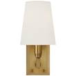 Visual Comfort Watson Small Wall Light with Linen Shade in Hand-Rubbed Antique Brass