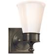 Visual Comfort Siena One Light Sconce with White Glass Shade in Bronze