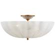 Visual Comfort Rosehill Large White Glass Flush Mount in Hand Rubbed Antique Brass