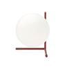 Flos IC T2 Chrome Steel Table Lamp with Blown Glass Opal Diffuser in Glossy Red Burgundy