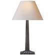 Visual Comfort Strie Fluted Column Table Lamp with Natural Paper Shade in Aged Iron