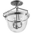 Visual Comfort Country Clear Glass Semi-Flush Bell Jar Lantern in Polished Nickel