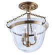 Visual Comfort Country Clear Glass Semi-Flush Bell Jar Lantern in Antique Burnished Brass
