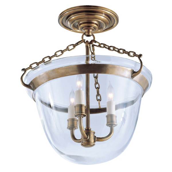 Visual Comfort Country Clear Glass Semi-Flush Bell Jar Lantern