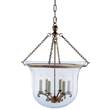 Visual Comfort Country Large Clear Glass Bell Jar Pendant Lantern in Antique Burnished Brass
