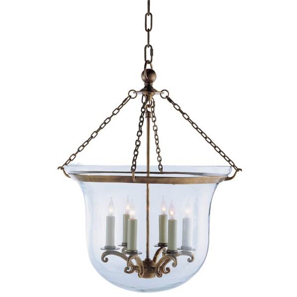 Visual Comfort Country Large Clear Glass Bell Jar Pendant Lantern