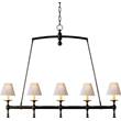 Visual Comfort Classic Linear Pendant with Natural Paper Shades in Bronze
