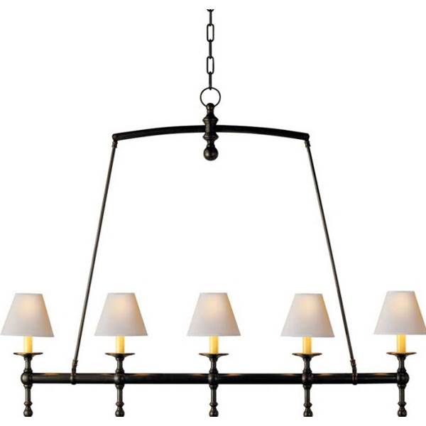 Visual Comfort Classic Linear Pendant with Natural Paper Shades