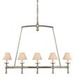 Visual Comfort Classic Linear Pendant with Natural Paper Shades in Polished Nickel