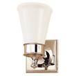 Visual Comfort Siena One Light Sconce with White Glass Shade in Polished Nickel